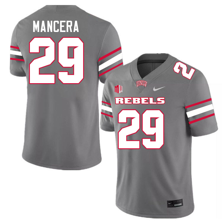 Men #29 Isaac Mancera UNLV Rebels College Football Jerseys Stitched-Grey